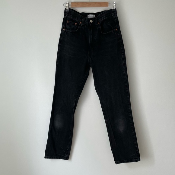 Zara TRF Straight Jeans in Washed Black Size 4​ - Picture 2 of 4
